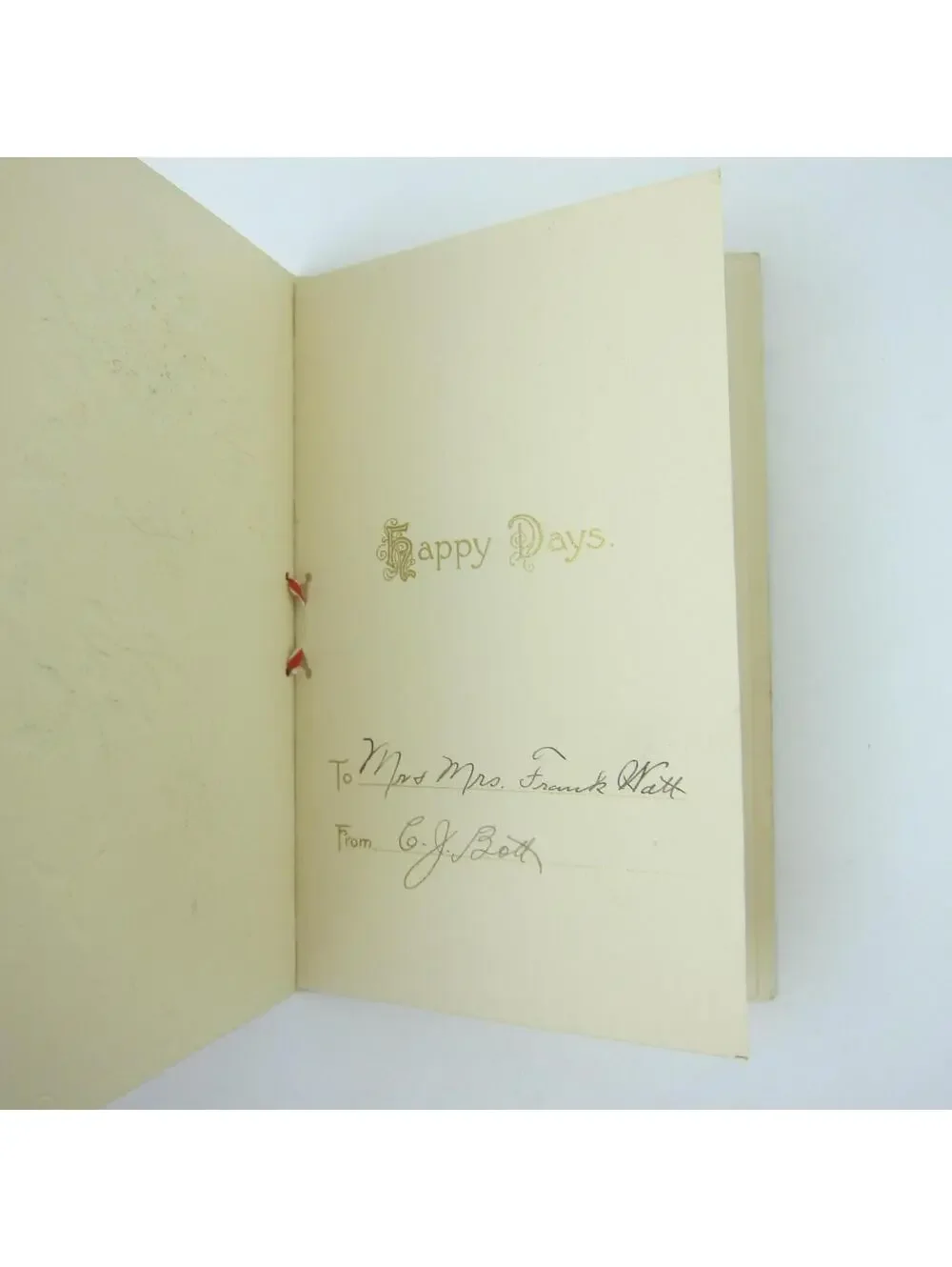 Antique Christmas Card Holly Berries Red Ribbon Templemore Poem Germany 1920s